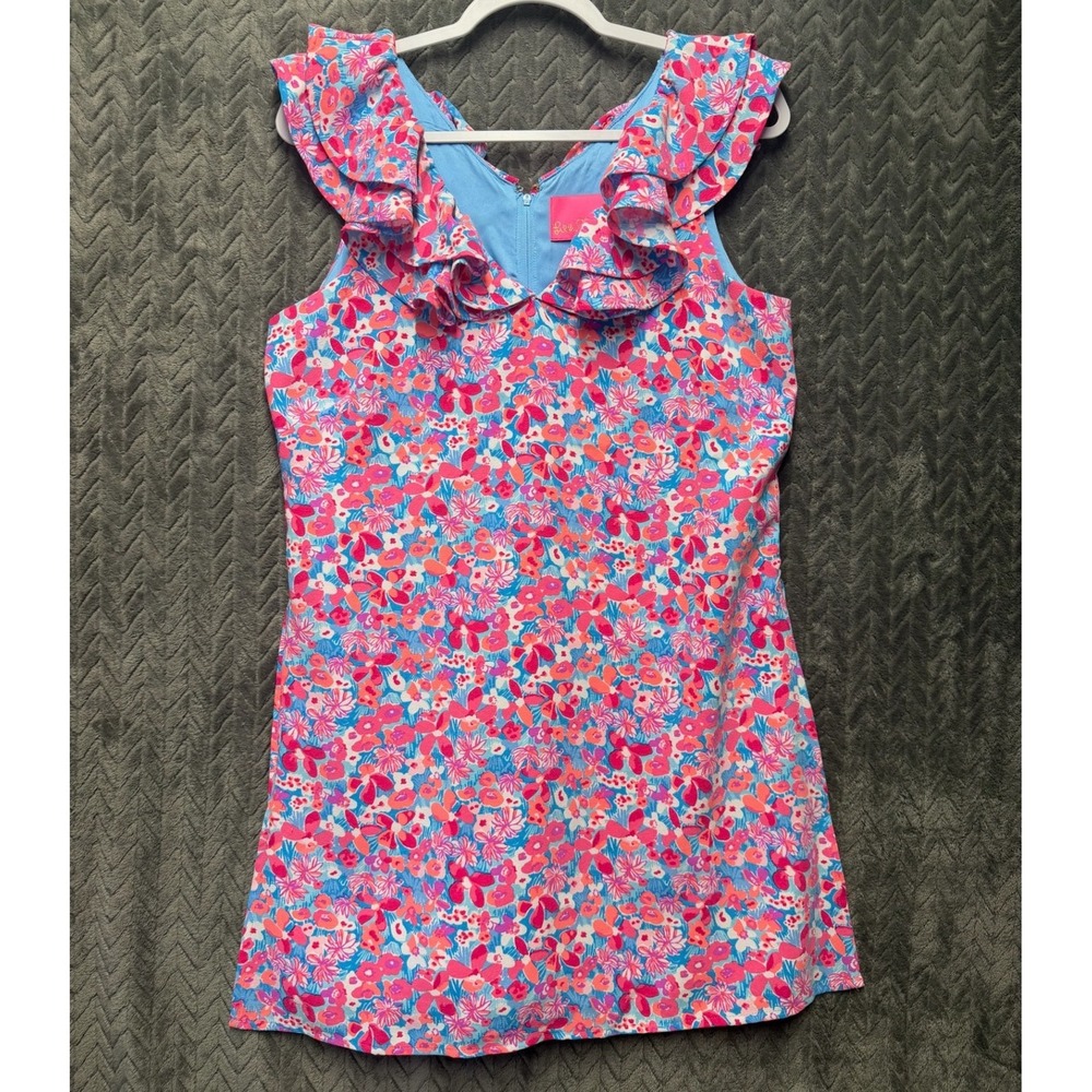 Lilly Pulitzer Linwood Ruffle Romper Size: 8 Aura Pink Floral NWT Ruffles (2093)